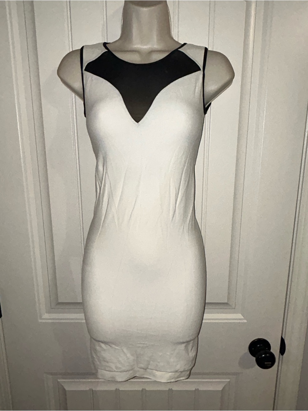 NEW FP Movement by Free People  White Mini Dress with Black Mesh Y-Panel Sz XS